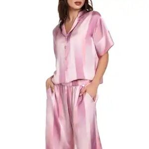NWOT Midnight Bakery Pink Ombre Satin Pajamas, L